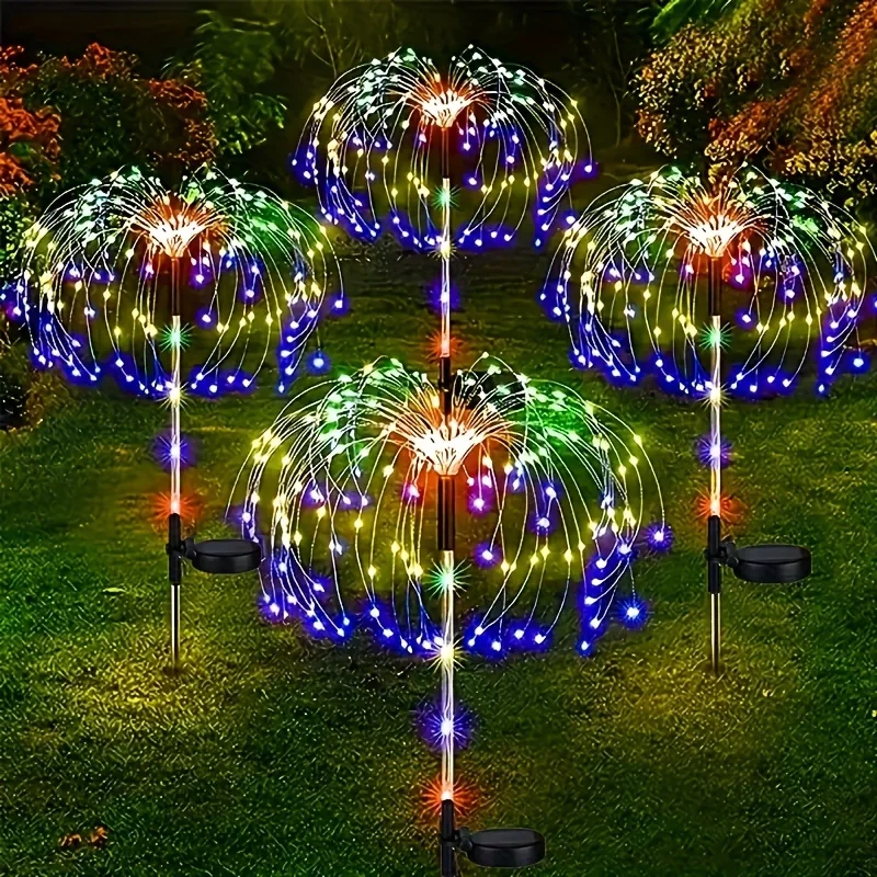 Outdoor Lighting Yard Stakes - 150LED Solar Garden Dandelion Firework Lights