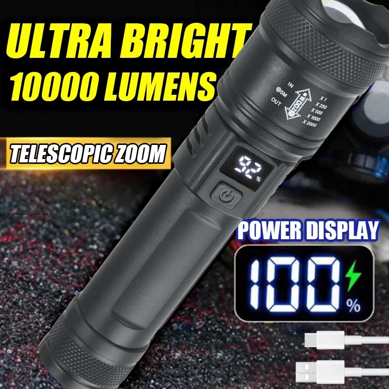 Outdoor Lighting Junction Box - 9900LM Powerful LED Flashlight Battery Display