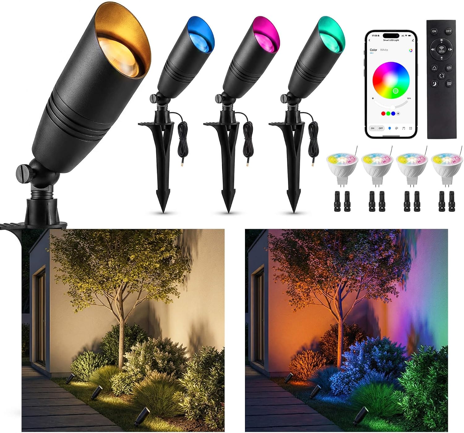 Outdoor Lighting Voltage - Low Voltage Outdoor RGBCW Landscape Spotlights