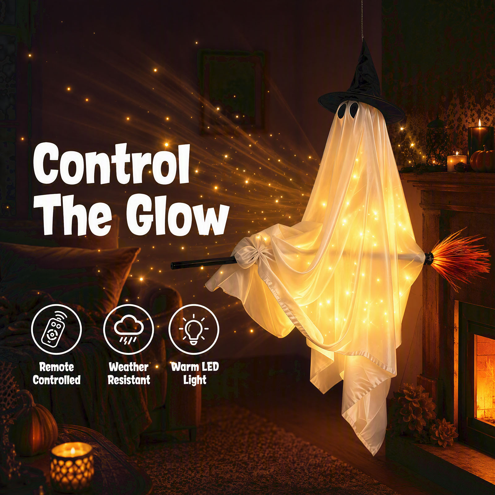 Halloween Glowing Ghost on Swi - đánh giá và giá Outdoor Lighting On Trees