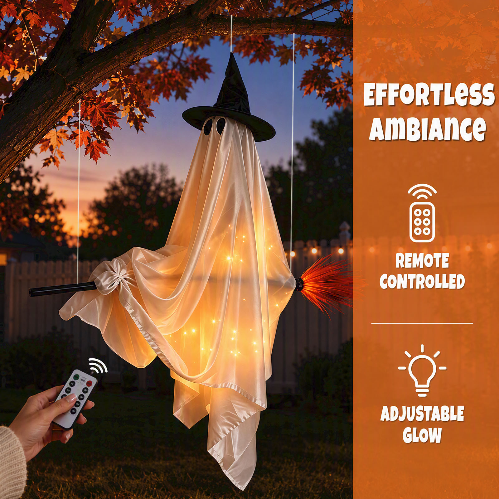 Halloween Glowing Ghost on Swi - đánh giá và giá Outdoor Lighting On Trees