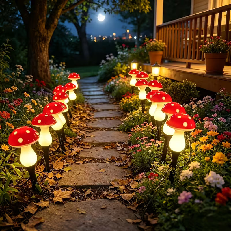 8 Mushroom/set LED Solar Strin - đánh giá và giá Solar Fairy String
