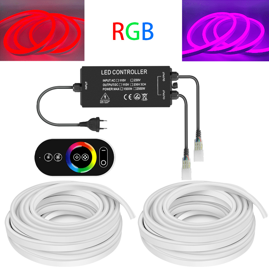 220V RGB LED Neon Strip Light  - đánh giá và giá Outdoor Lighting No Wiring