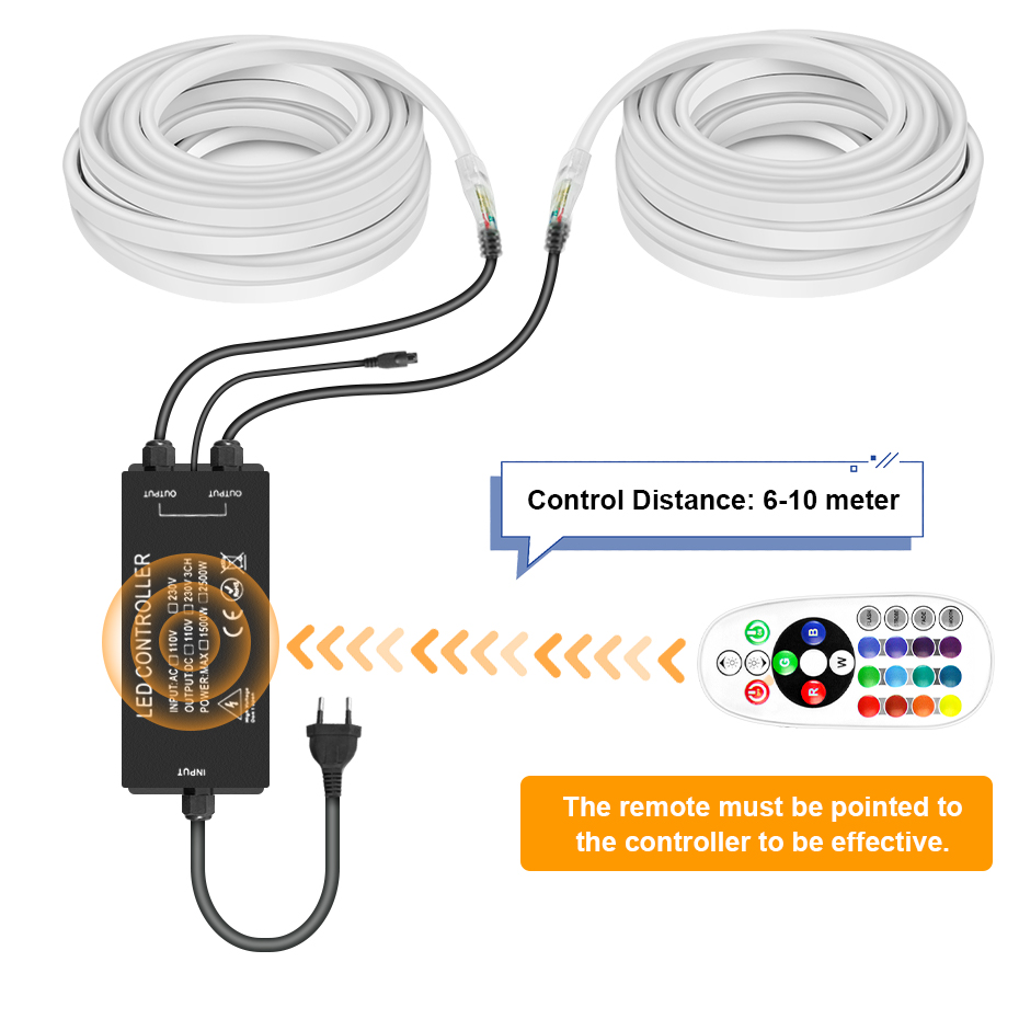 220V RGB LED Neon Strip Light  - đánh giá và giá Outdoor Lighting No Wiring