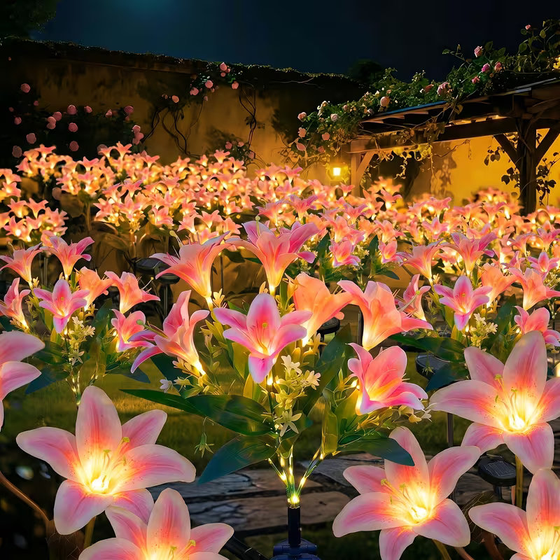 Solar Lily Flower Lawn Lights  - đánh giá và giá Outdoor Lighting Yard Stakes