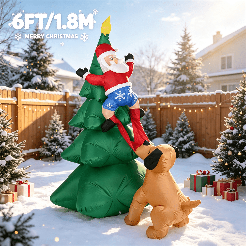 6FT/1.8M Dog Pulling Santa On  - đánh giá và giá Outdoor Lighting On Trees