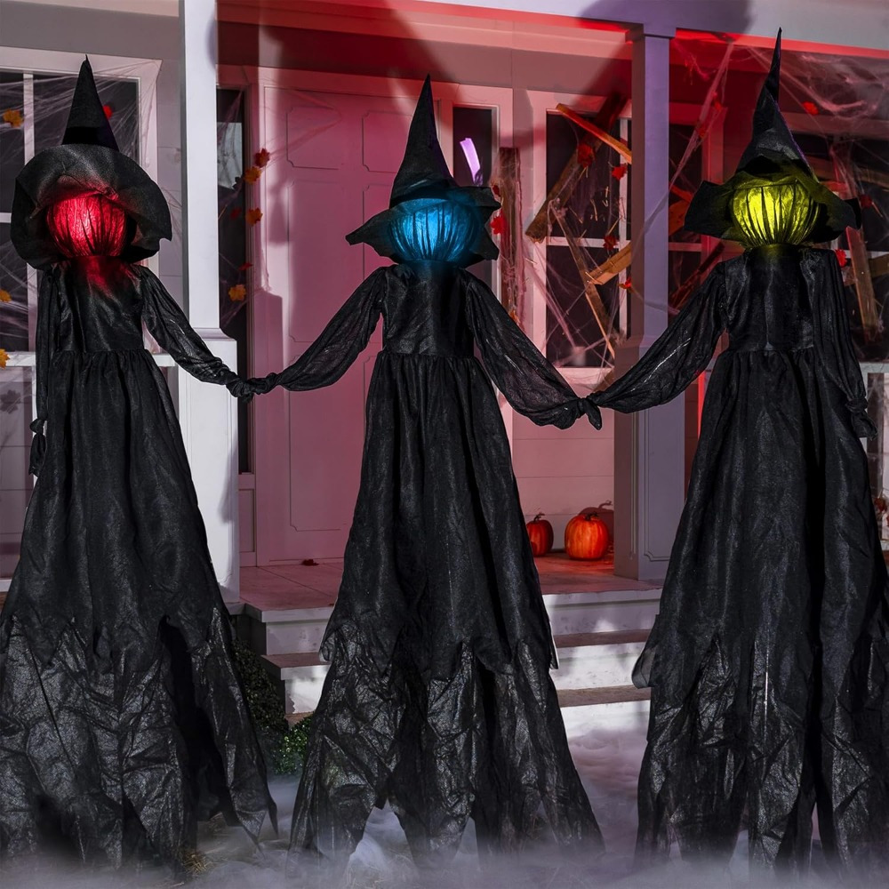 3 Pack 51'' Halloween Witch De - đánh giá và giá Outdoor Lighting Yard Stakes