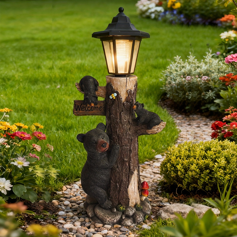 Black bear statue welcome sign - đánh giá và giá Outdoor Lighting On Trees
