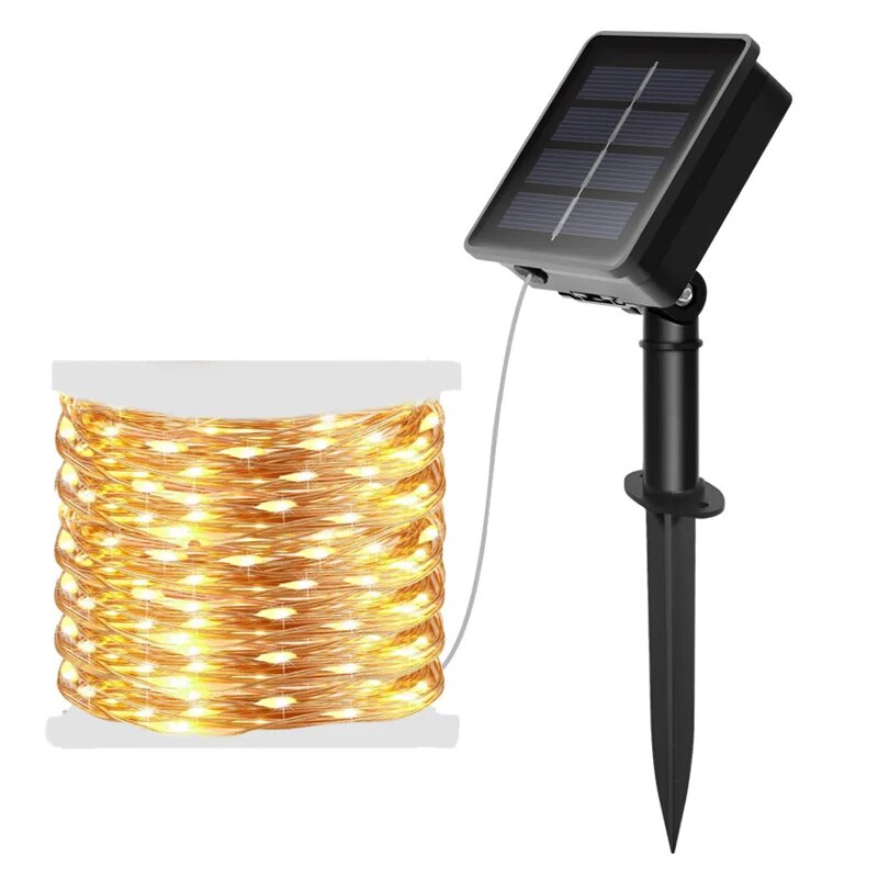 100 LED Solar Fairy Waterproof - đánh giá và giá Outdoor Lighting No Wiring