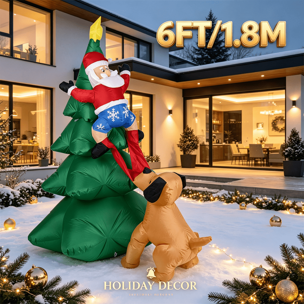 6FT Dog Pulling Santa on Chris - đánh giá và giá Outdoor Lighting On Trees