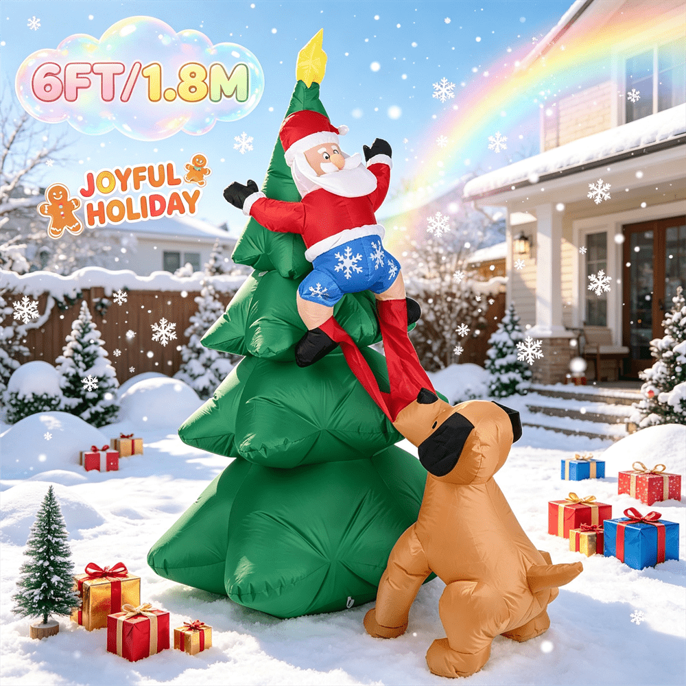 6FT Dog Pulling Santa on Chris - đánh giá và giá Outdoor Lighting On Trees