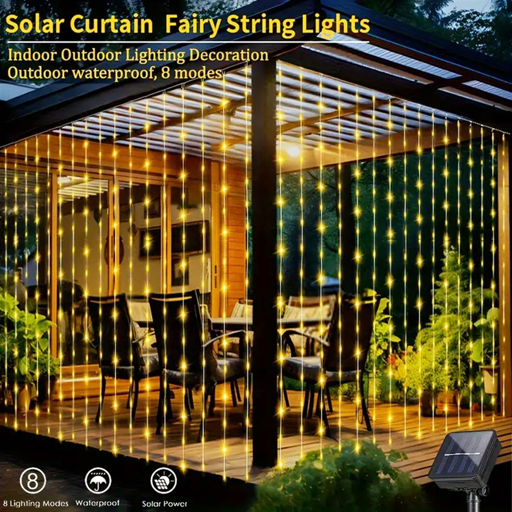 Solar LED Curtain Light Outdoo - đánh giá và giá Outdoor Lighting No Wiring